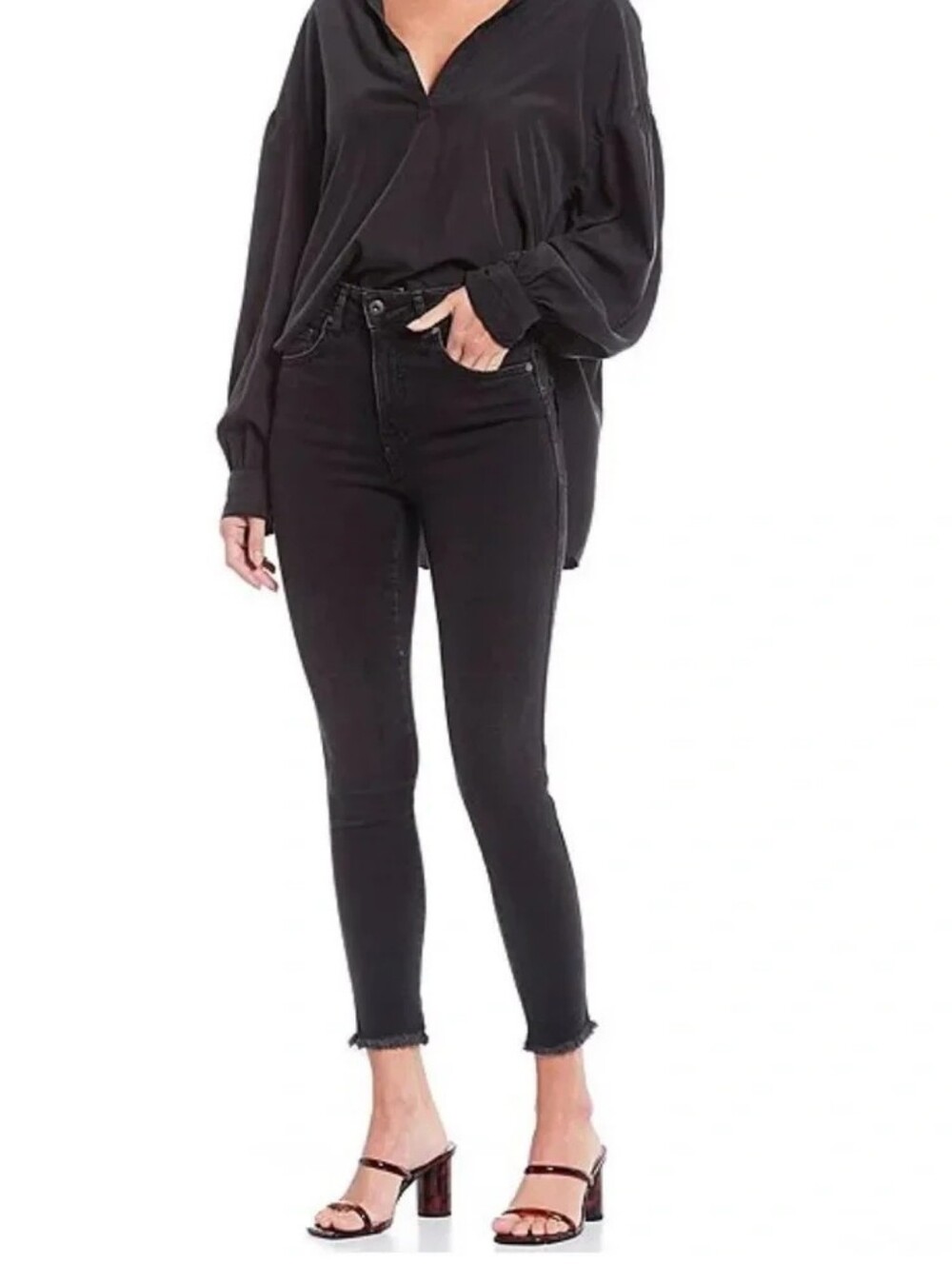 Free People We The Free Raw High-Rise Women Jegging in Washed Black Size 31, NWT